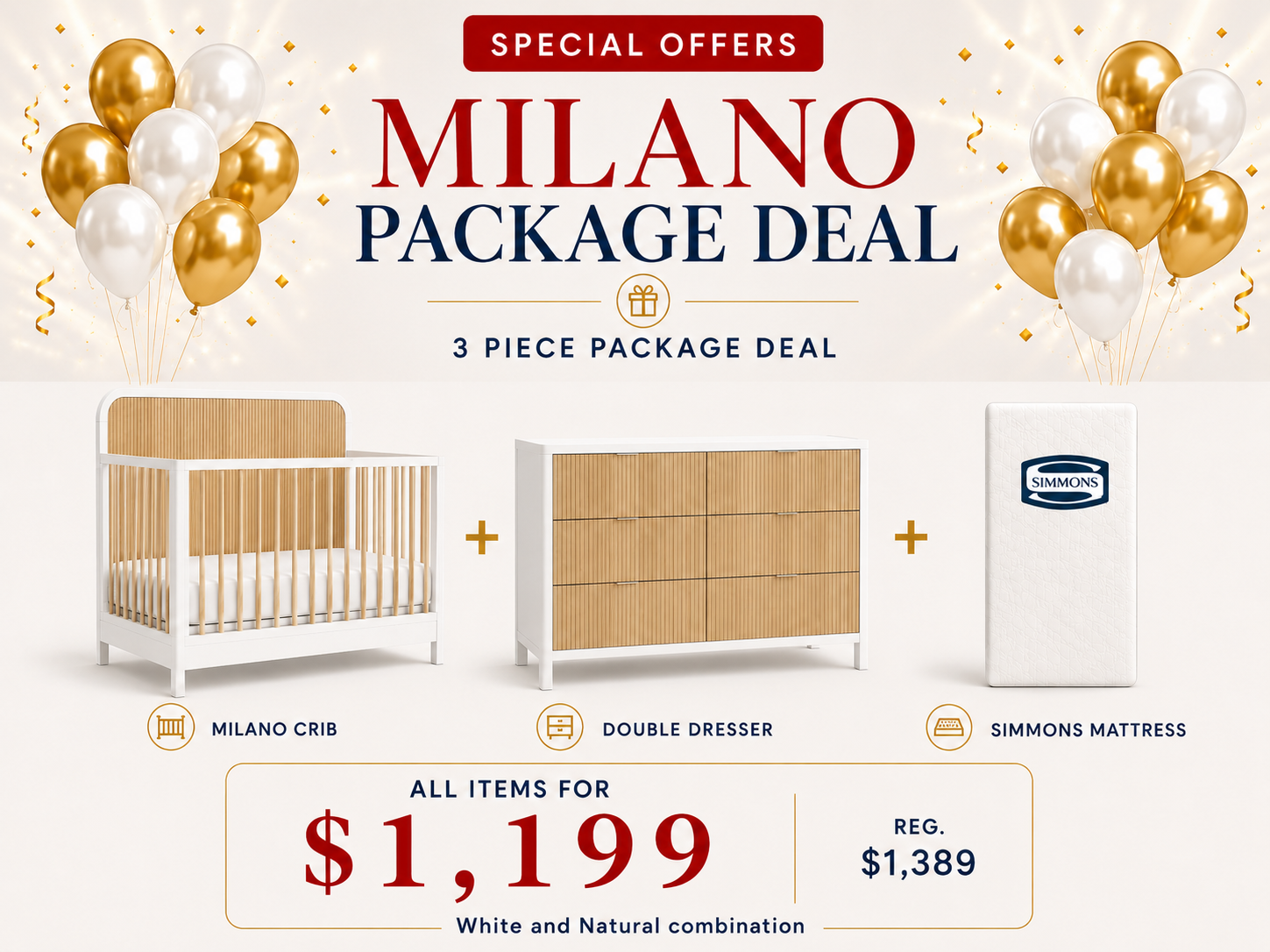 Milano White/Natural Package Deal