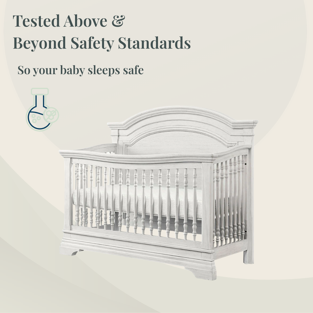 Olivia Arch Top Convertible Crib | Brushed White