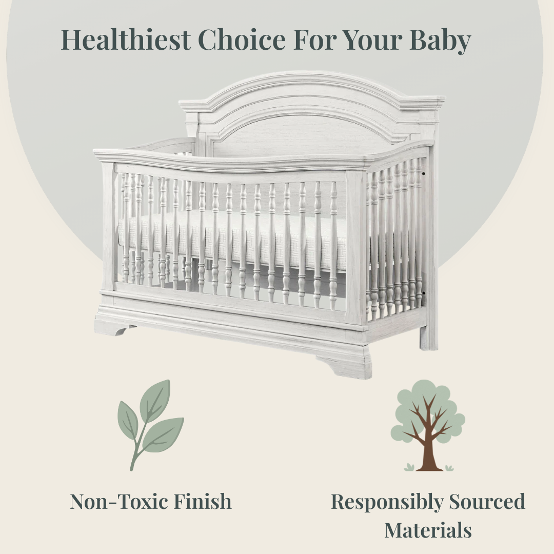 Olivia Arch Top Convertible Crib | Brushed White