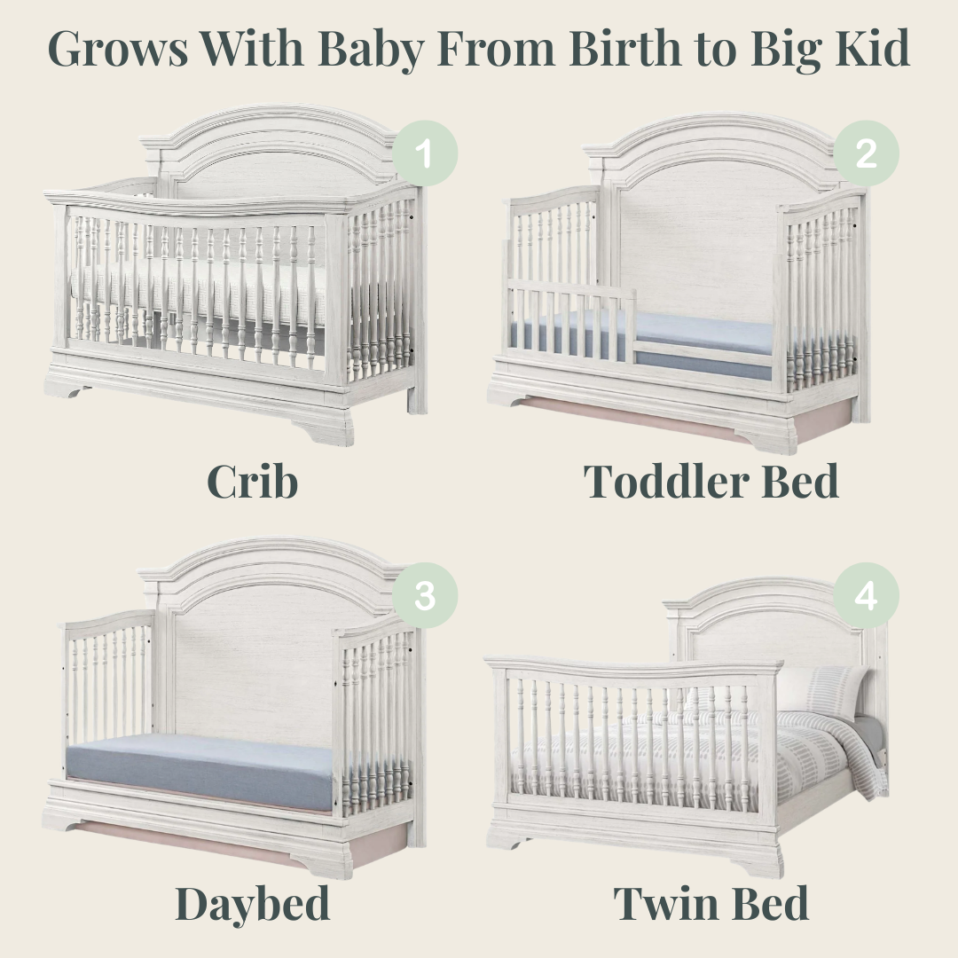 Olivia Arch Top Convertible Crib | Brushed White