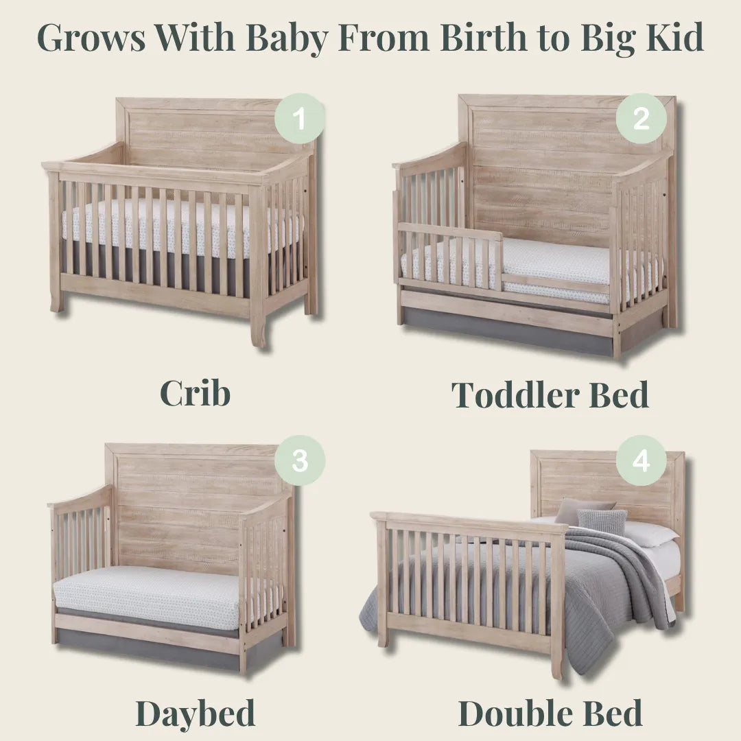 Color: Dove | Remi Flat Top Convertible Crib in Sugarcoat finish