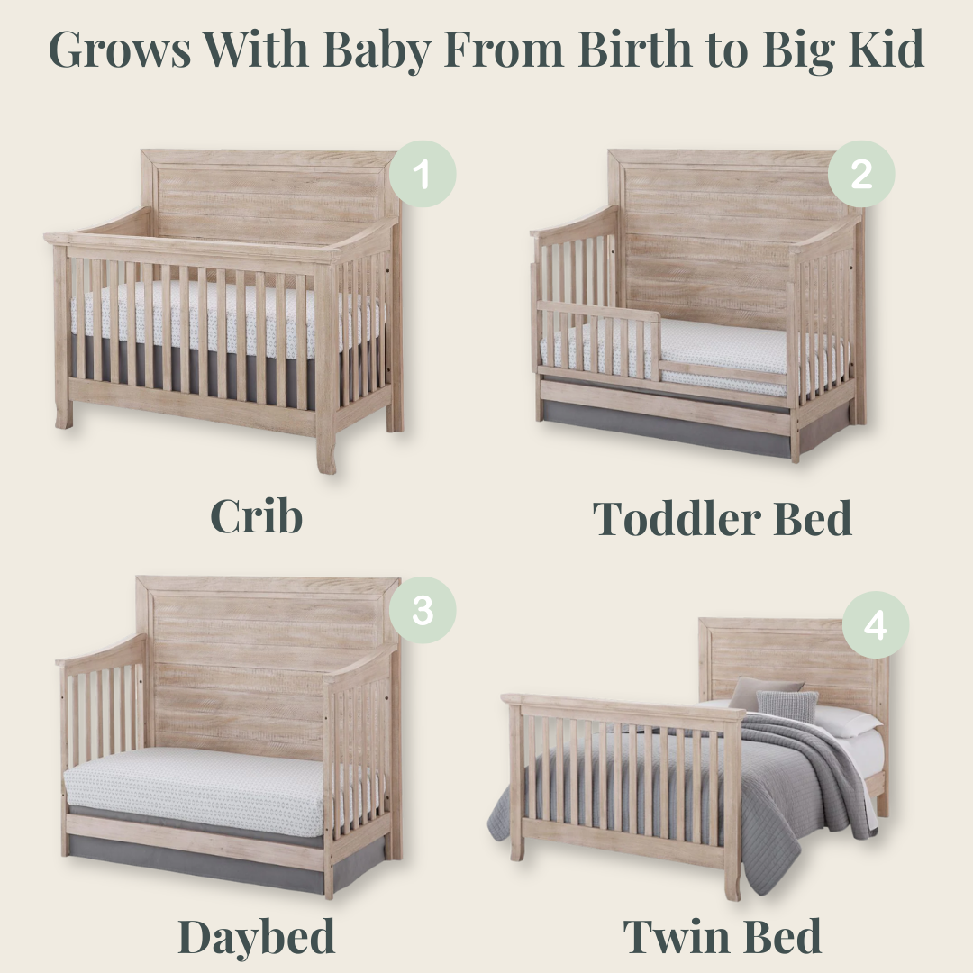 Remi Flat Top Convertible Crib in Sugarcoat finish