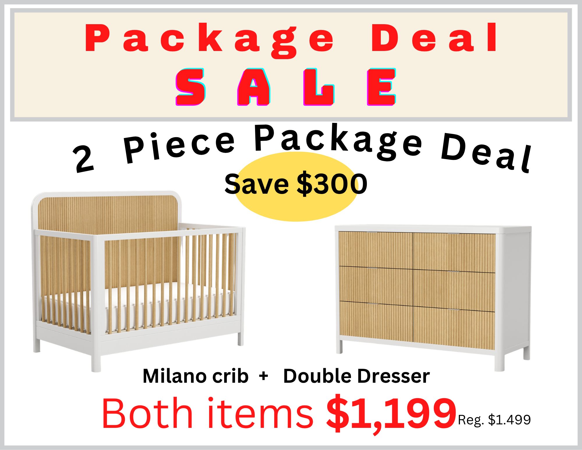 Milano White/Natural Package Deal