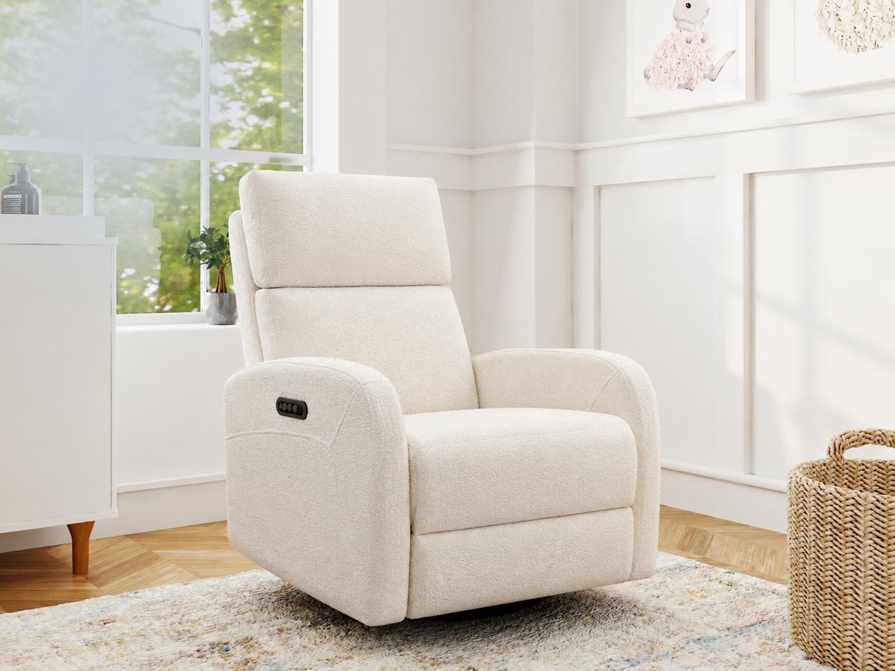 Serena Triple Power Swivel Glider Recliner in Dove White