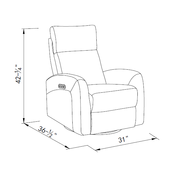 Serena Triple Power Swivel Glider Recliner in Grey