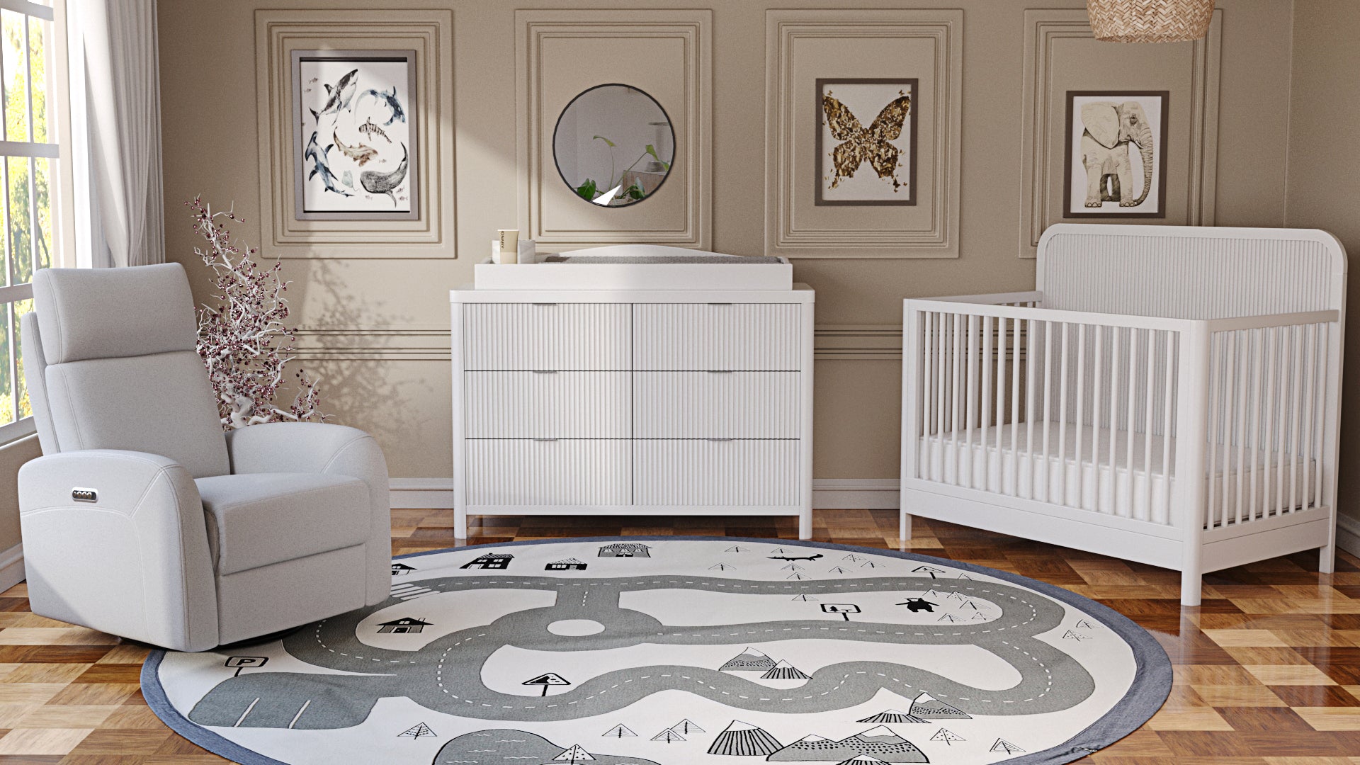 Serena Triple Power Swivel Glider Recliner in Grey