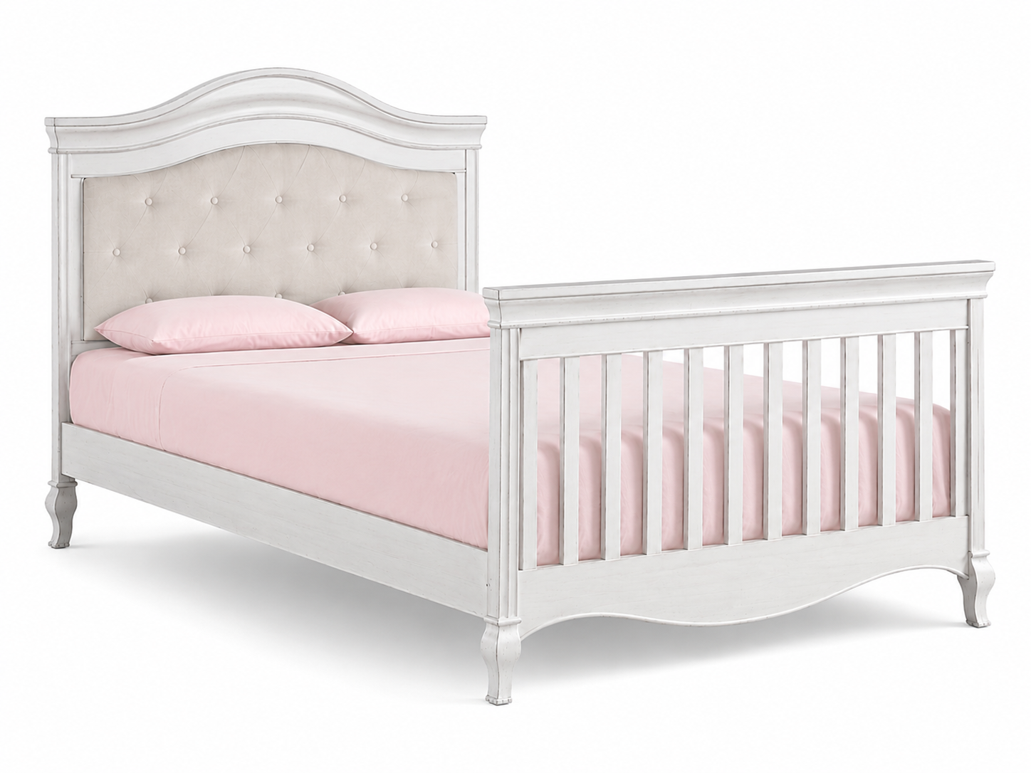 Pali Diamante Collection Forever Crib in Vintage White with Beige Fabric Panel