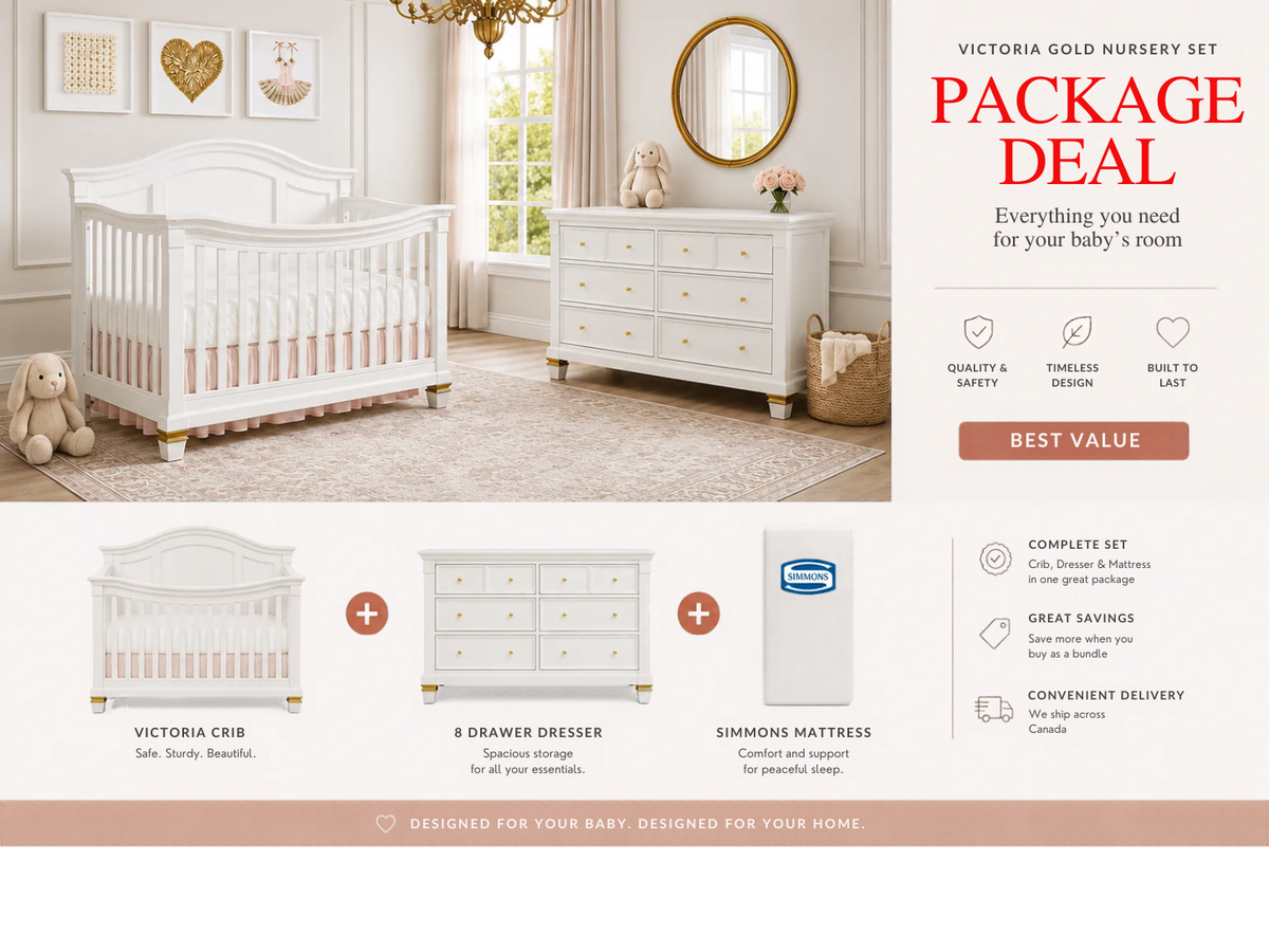Victoria White and Gold 3 Piece Package Deal Set