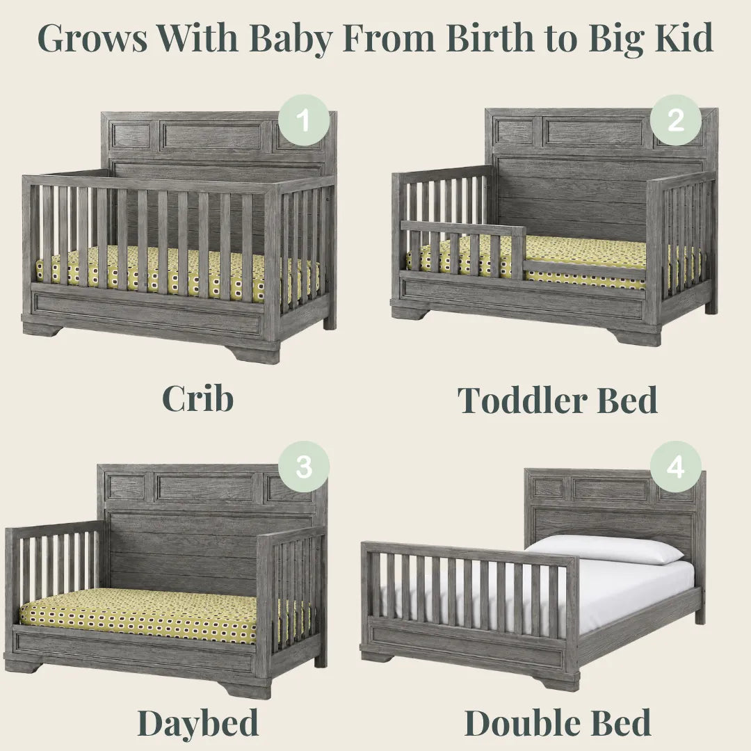 Color: Brushed Pewter | Westwood Design Foundry 4-in-1 Convertible Crib in Brushed Pewter