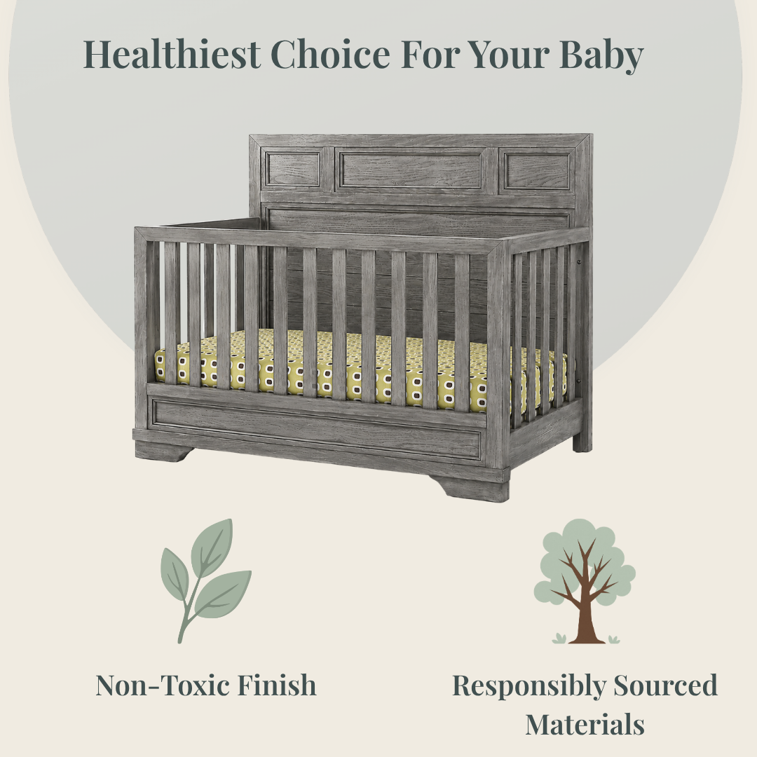 Color: Brushed Pewter | Westwood Design Foundry 4-in-1 Convertible Crib in Brushed Pewter