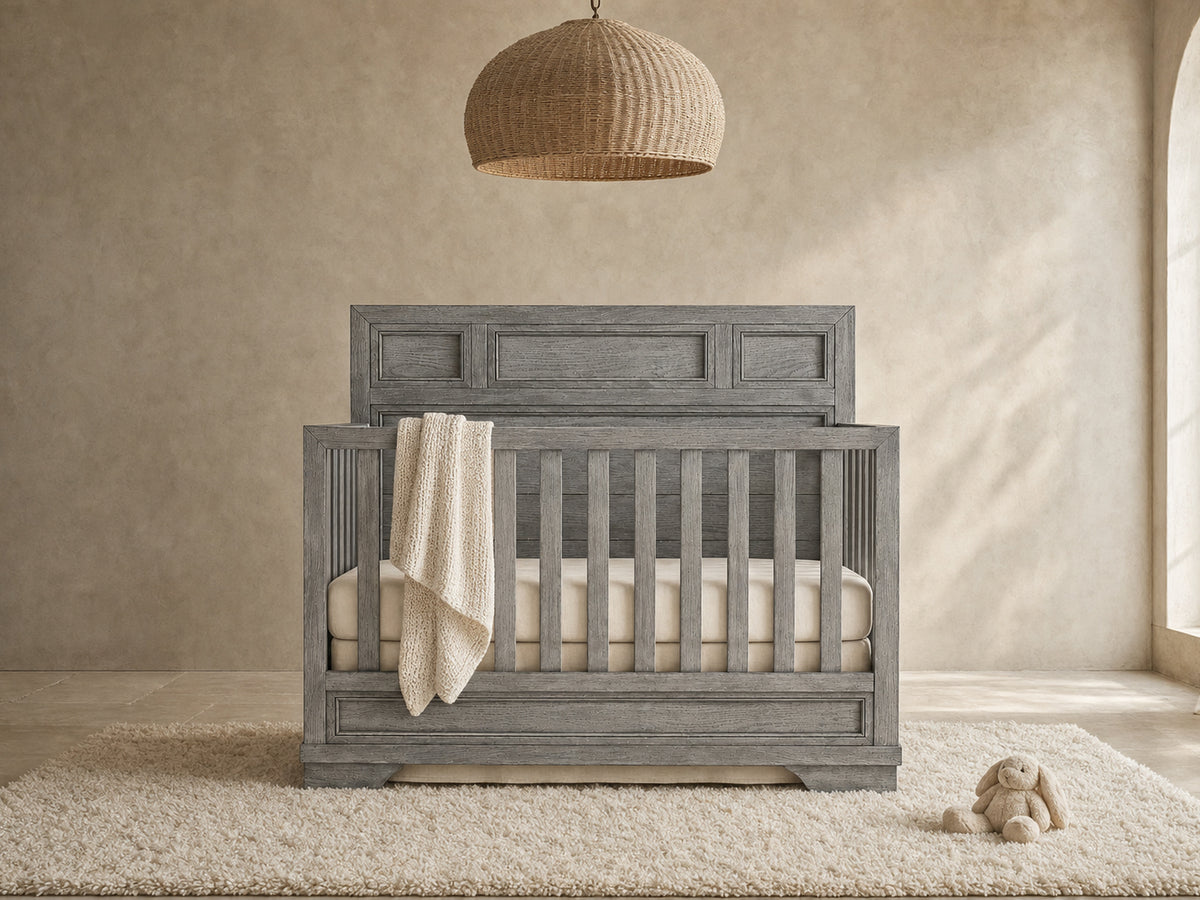 Color: Brushed Pewter | Westwood Design Foundry 4-in-1 Convertible Crib in Brushed Pewter
