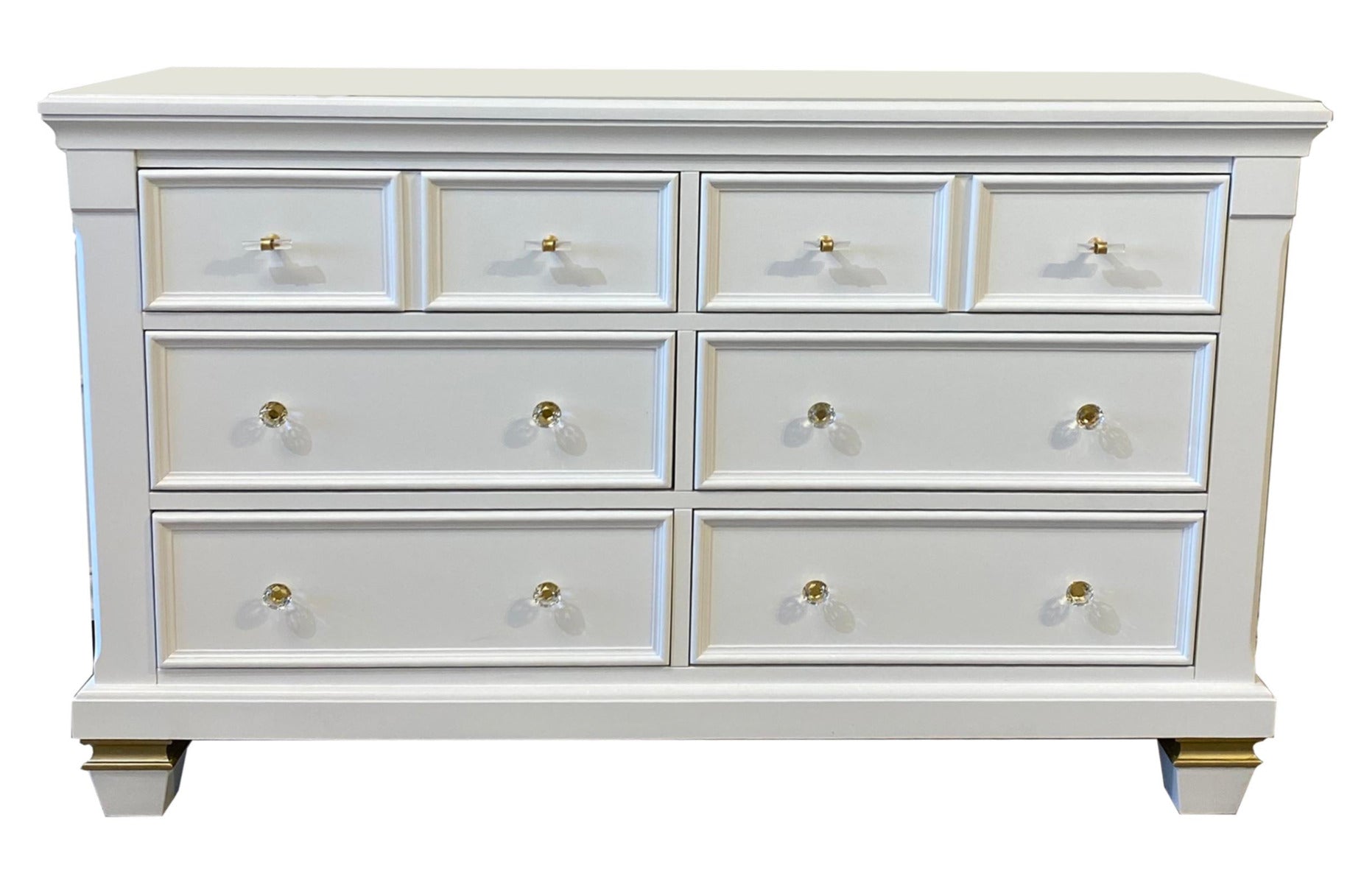 Glendale Double Dresser in White and Gold