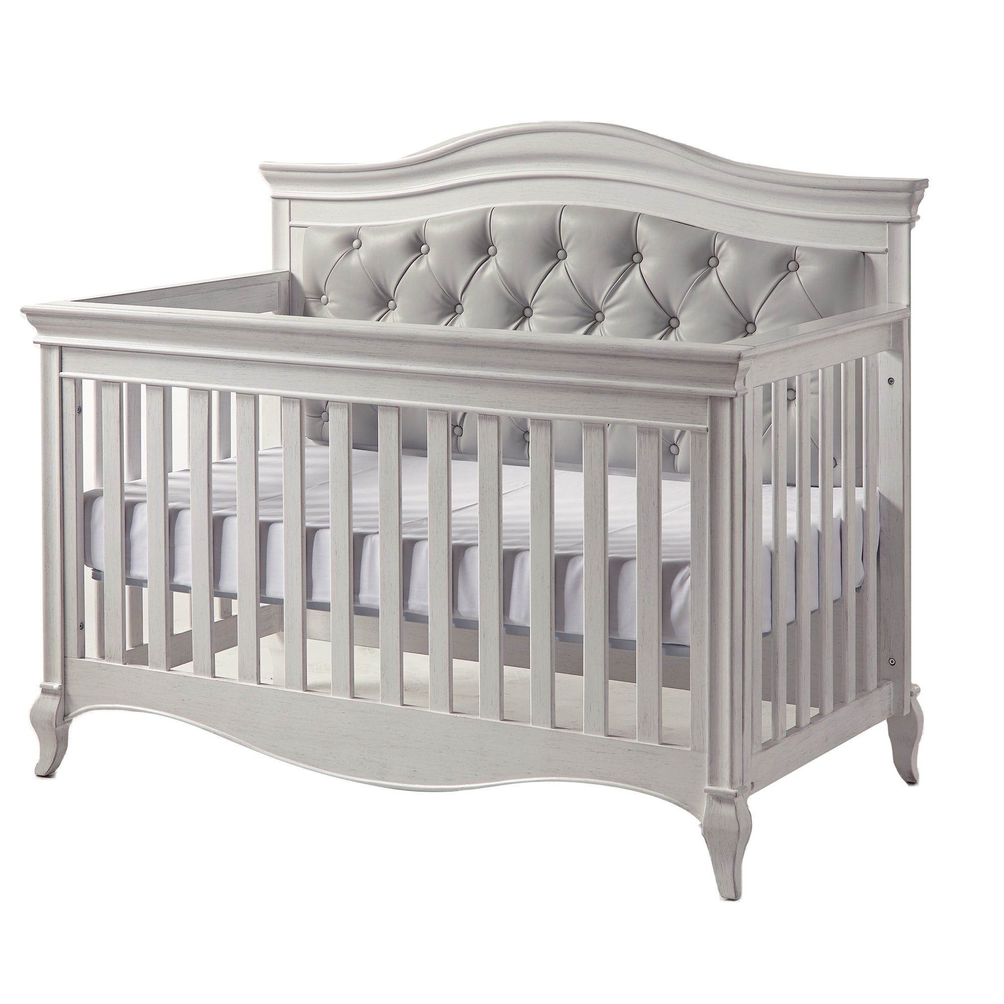 Pali Diamante Collection Forever Crib in Vintage White with Grey Leather Panel image 0