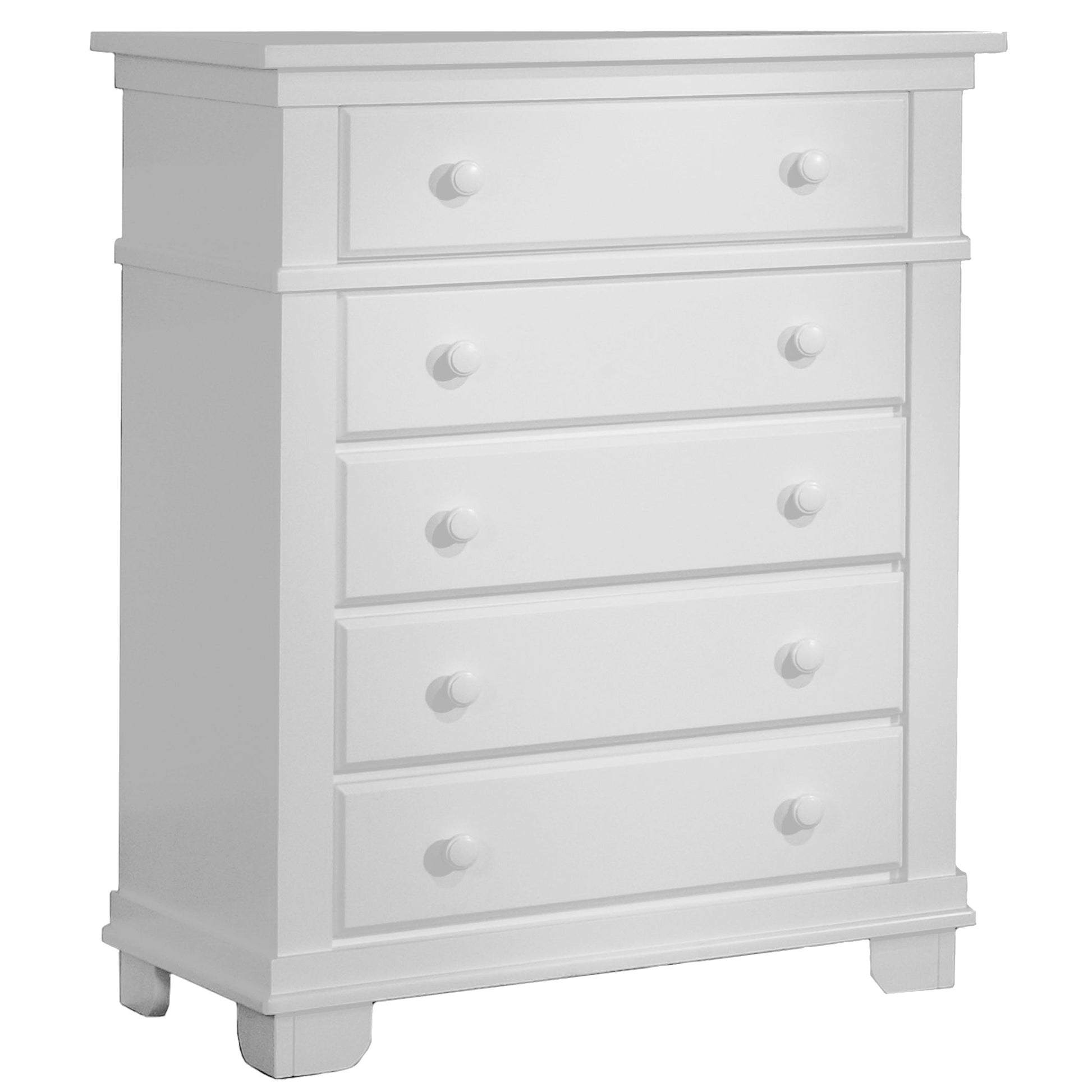 Torino 5 Drawer Dresser in White