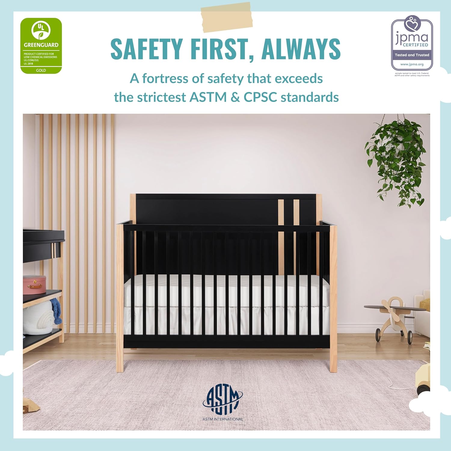 Dream On Me Soho Convertible Crib in Matte Black Vintage image 2