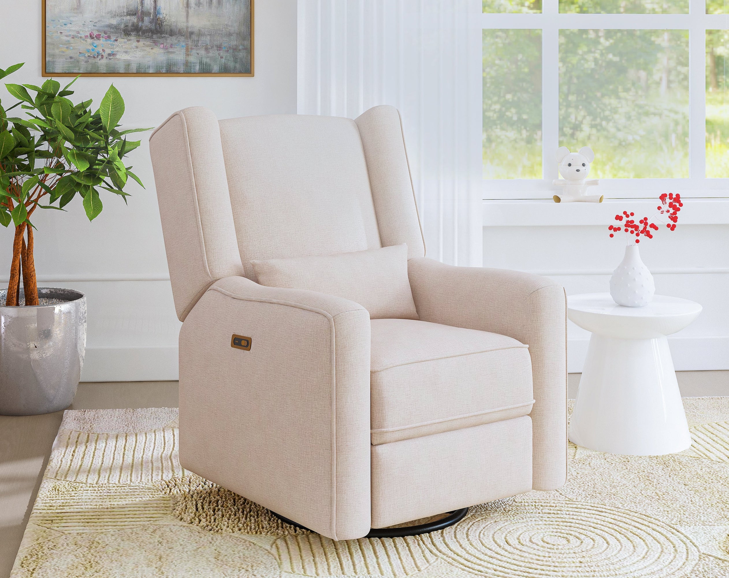 Lil Angels Contour Pedic Swivel Power Glider Recliner in Sand