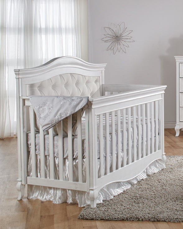 Pali Diamante Collection Forever Crib in Vintage White with Beige Fabric Panel image 1