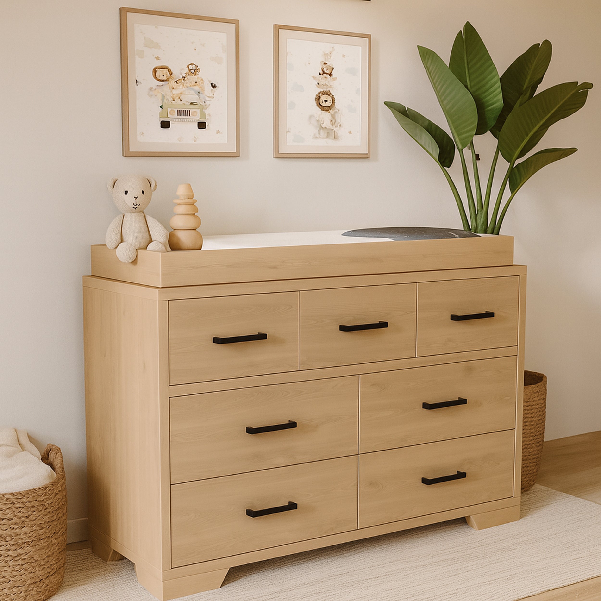 Birch 7 Drawer Natural Double Dresser image 0
