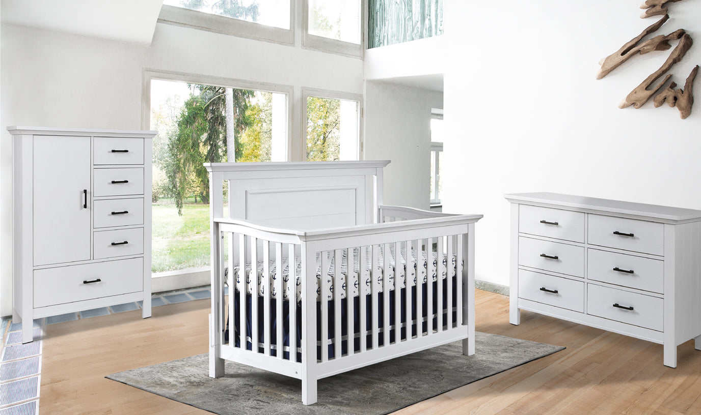 Como Flat Top Crib in Vintage White