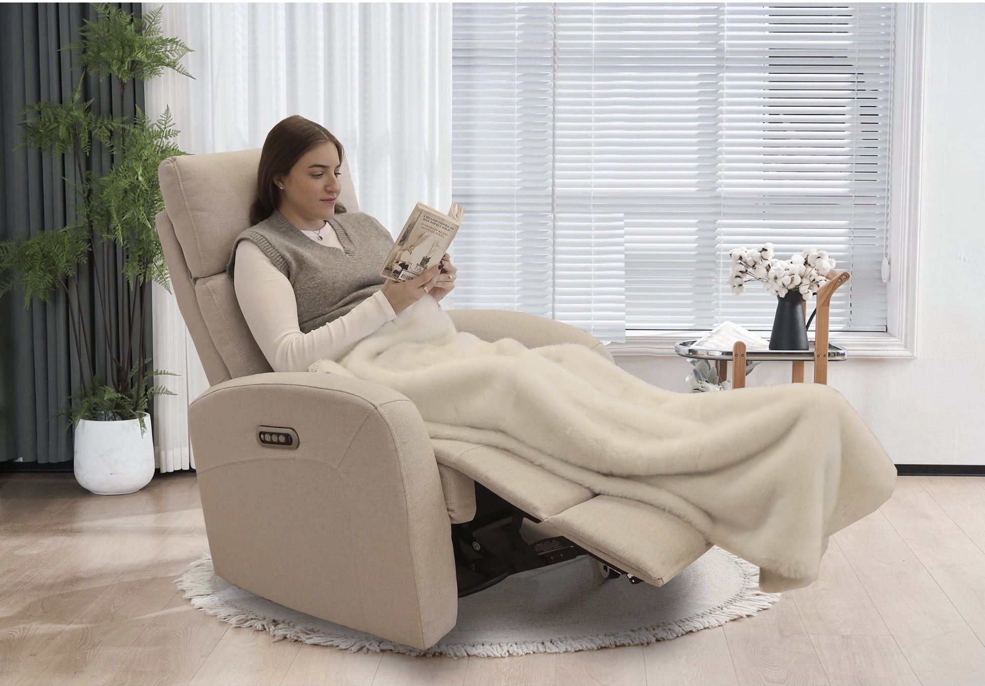 Serena Triple Power Swivel Glider Recliner in Sand image 4