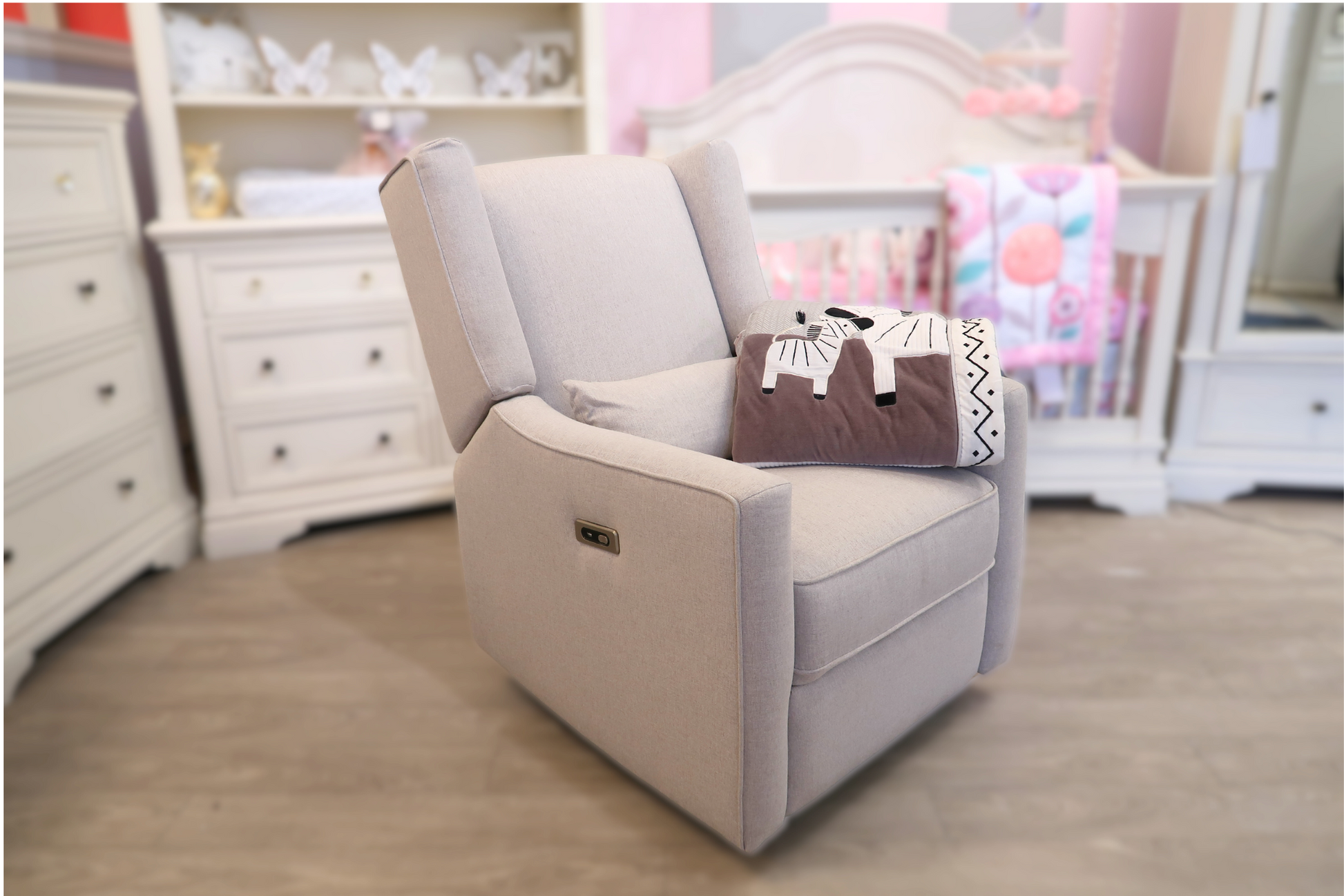 Lil Angels Contour Pedic Swivel Power Glider Recliner in Sand image 6