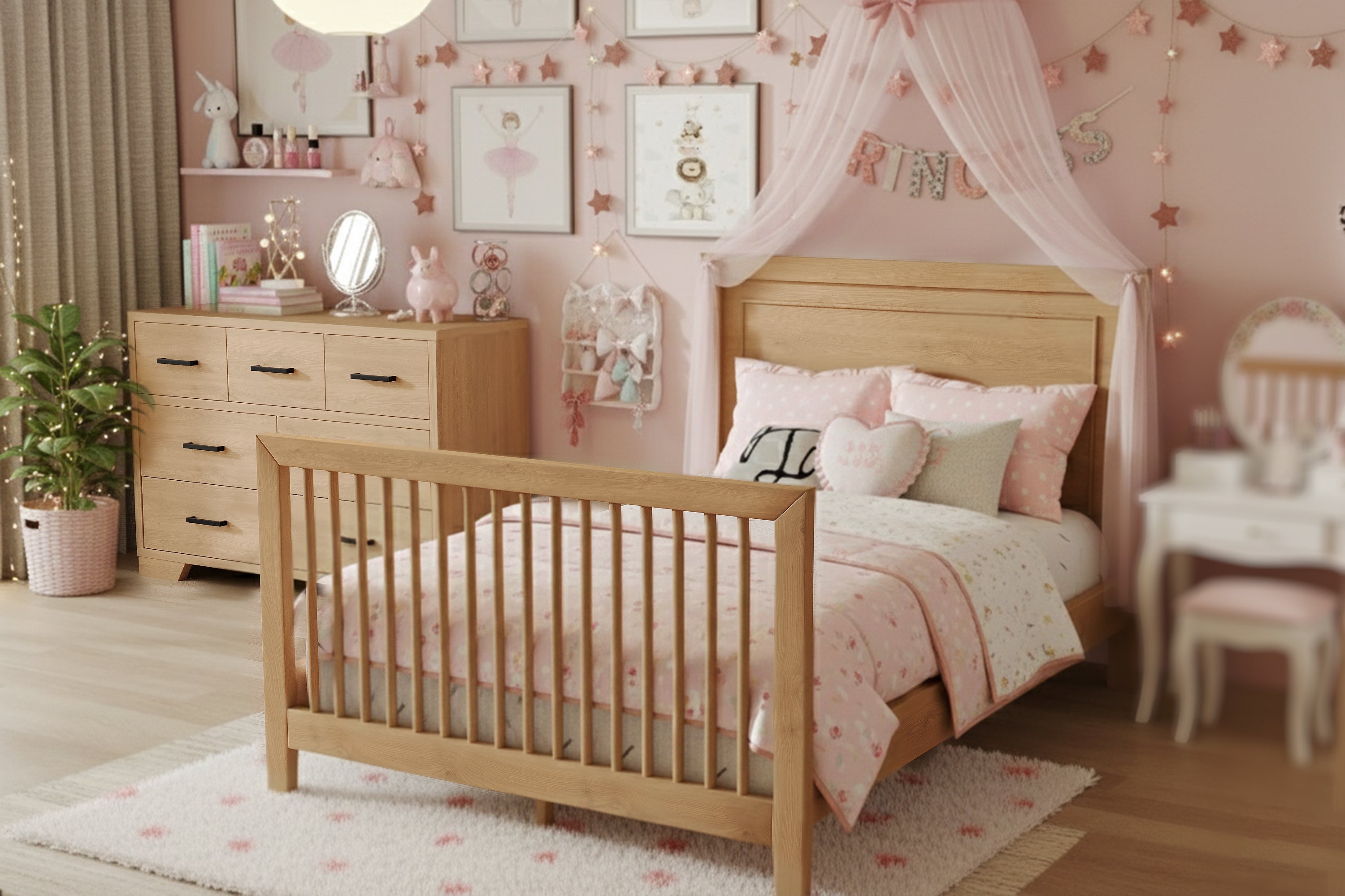 Conversion Rails for Natural Birch crib image 0