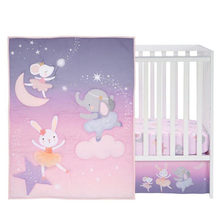 Tiny Dancer 3-Piece Ballet Baby Crib Bedding Set - Elephant image 1