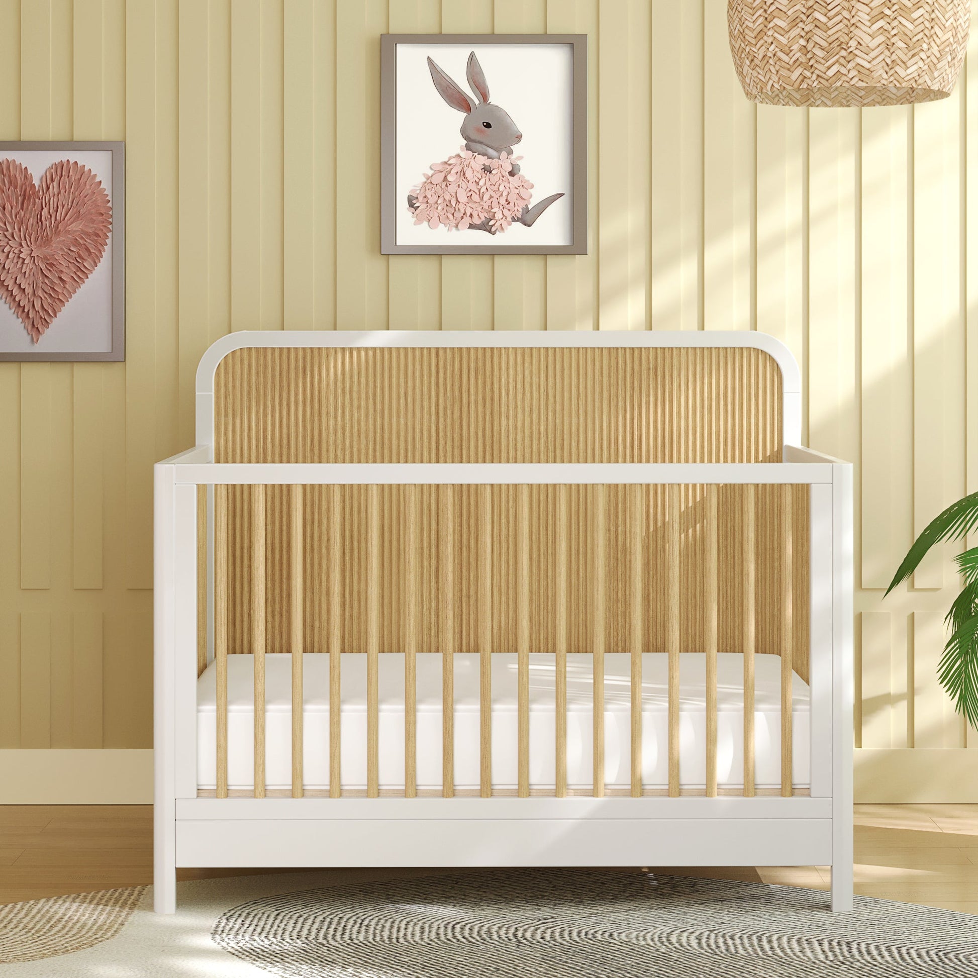Milano Crib in White/Natural
