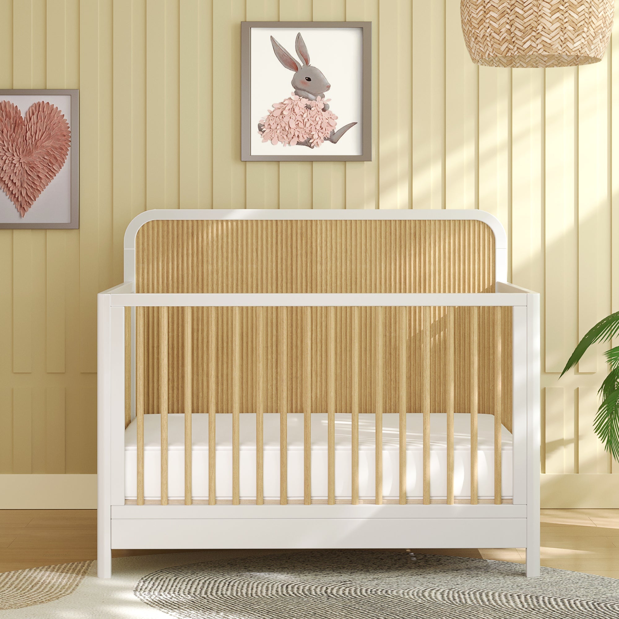 Milano Crib in White/Natural