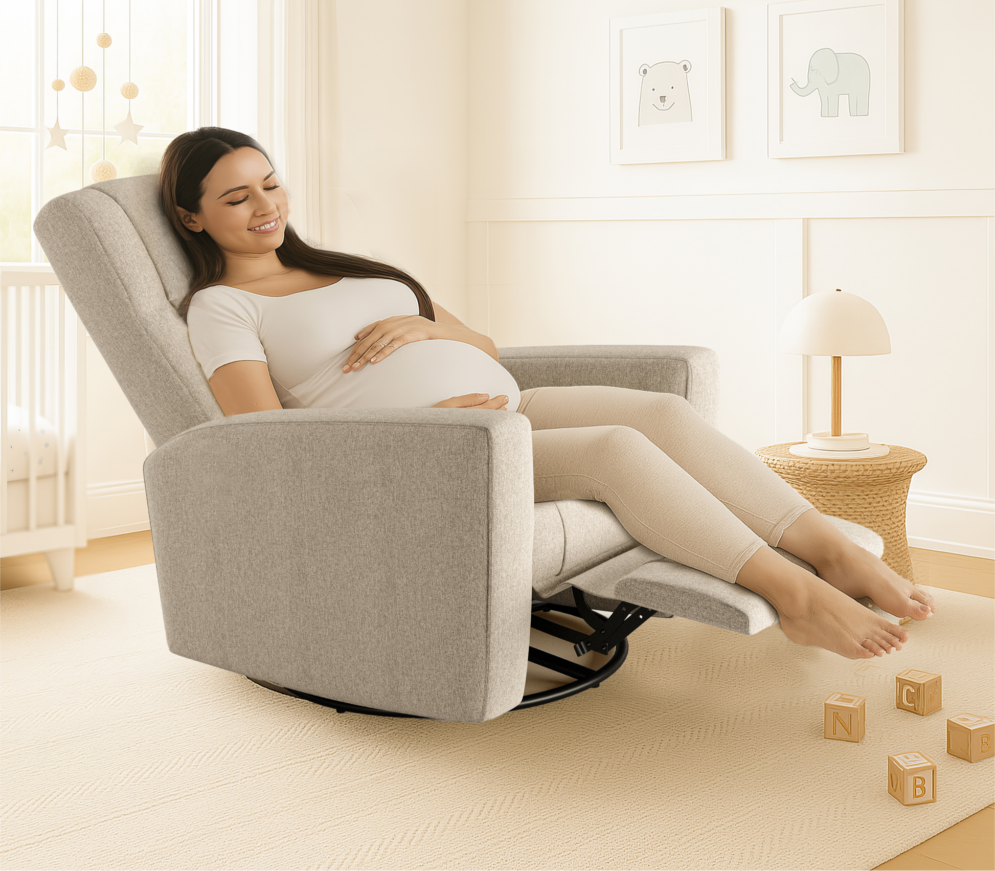 Dream Manual Swivel Glider Recliner in Sand image 1