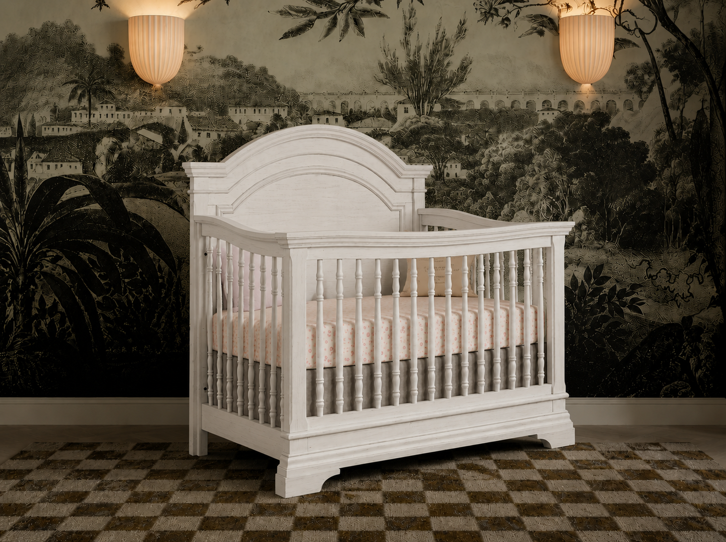Olivia Arch Top Convertible Crib | Brushed White